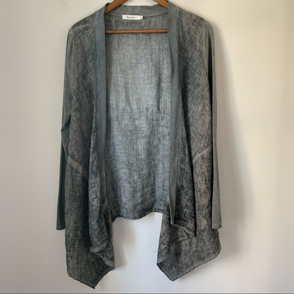 Beau Jours Open Front Linen Blend Top Womens Size Medium